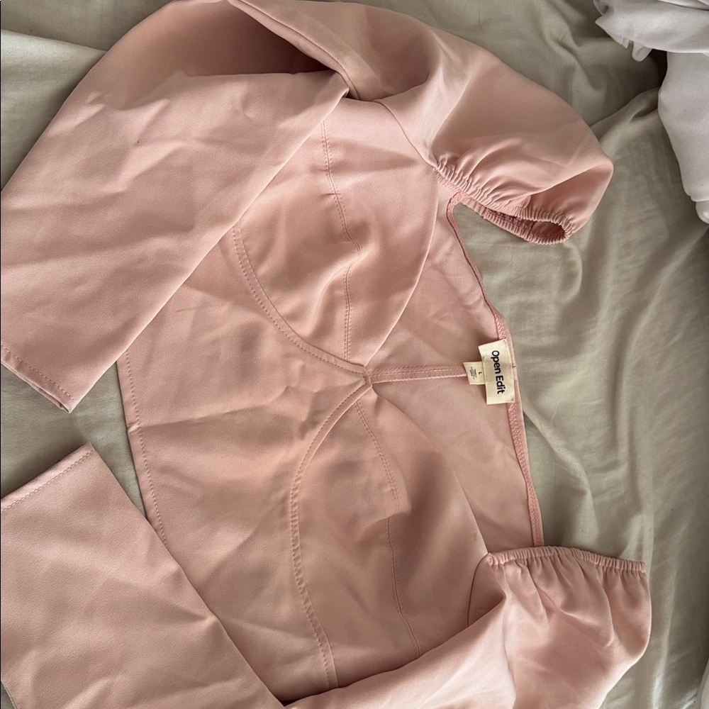 NWT Nordstrom Open Edit Bustier long sleeve crop top